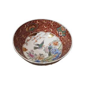 Vintage Macau Handpainted Chinoiserie Porcelain Bowl 12"